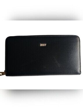 DKNY Black Zip-Around Wallet Internal Zip Pouch 12 Card Slots
